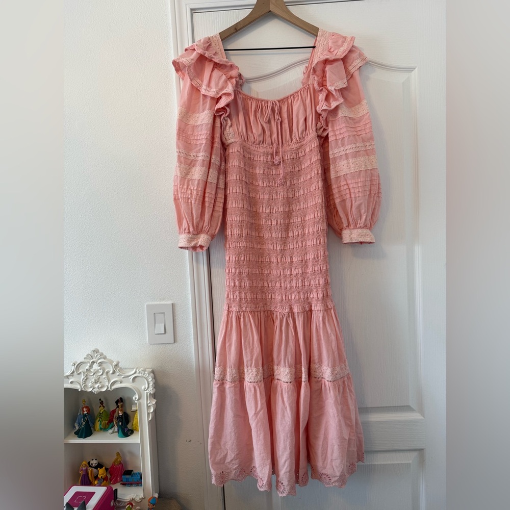 FARM RIO ruffled broderie anglaise cotton midi dress size small - Picture 13 of 14